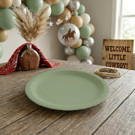 Plato De Papel Primer Rodeo y Fiesta de Bebé Niño