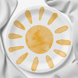 Plato De Papel Primer viaje alrededor de la fiesta del primer cum<br><div class="desc">Celebra tu pequeño cumpleaños con este sencillo pero increíblemente lindo 'primer viaje alrededor del sol',  platos de papel de cumpleaños! Este diseño presenta un sol acuarela sobre un fondo blanco limpio.</div>