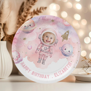 Plato De Papel Primer viaje alrededor del astronauta Chica del es