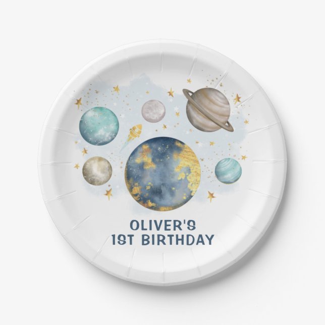 Plato De Papel Primer viaje alrededor del cumpleaños de los chico (Anverso)