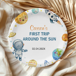 Plato De Papel Primer Viaje Alrededor Del Cumpleaños Del Sol