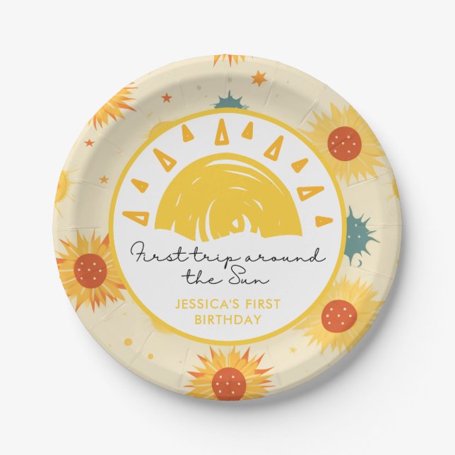Plato De Papel Primer viaje alrededor del primer cumpleaños del s (Anverso)