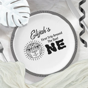 Plato De Papel Primer viaje de Boho por el Fiesta del primer cump