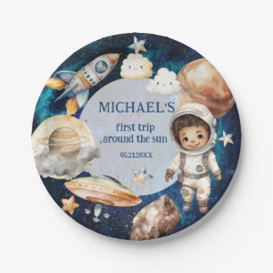Plato De Papel Primer Viaje Espacial Por La Fiesta Del Cumpleaños
