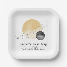 Plato De Papel Primer Viaje Gris Alrededor Del Sol