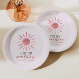 Plato De Papel Primer Viaje Rosado Alrededor Del Fiesta Del Prime