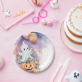 Plato De Papel Primera celebración de Boo Day - Fantasma y calaba