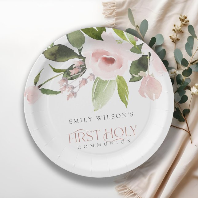 PLATO DE PAPEL PRIMERA COMUNICACIÓN SANTA DE LA FLORAL DE ROSA RO (Subido por el creador)