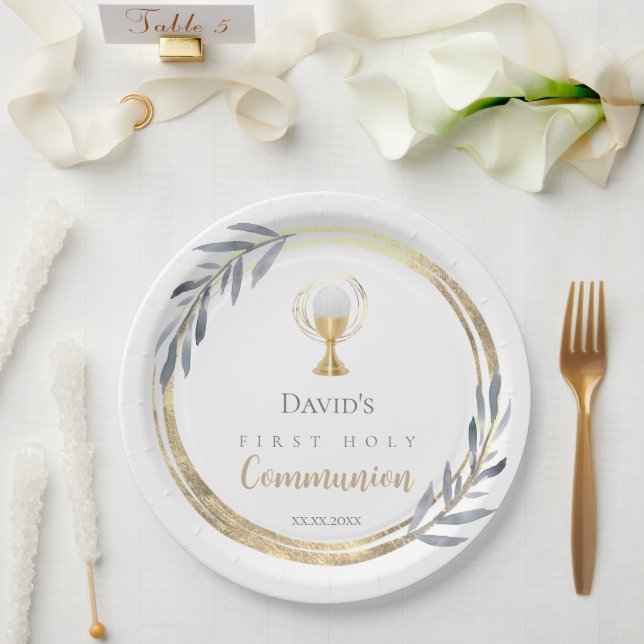 Plato De Papel Primera Comunión (Boda)
