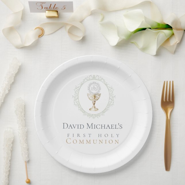 Plato De Papel Primera Comunión (Boda)