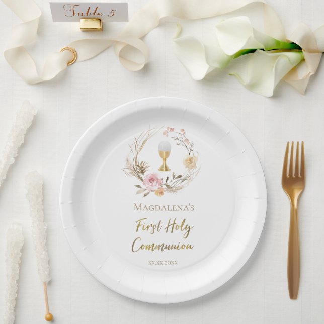 Plato De Papel Primera Comunión (Boda)