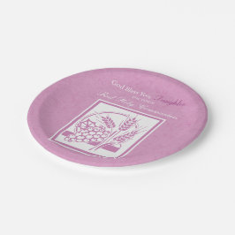 Plato De Papel Primera Comunión de la Hija, Rosa