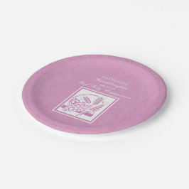 Plato De Papel Primera comunión de nieta, rosa