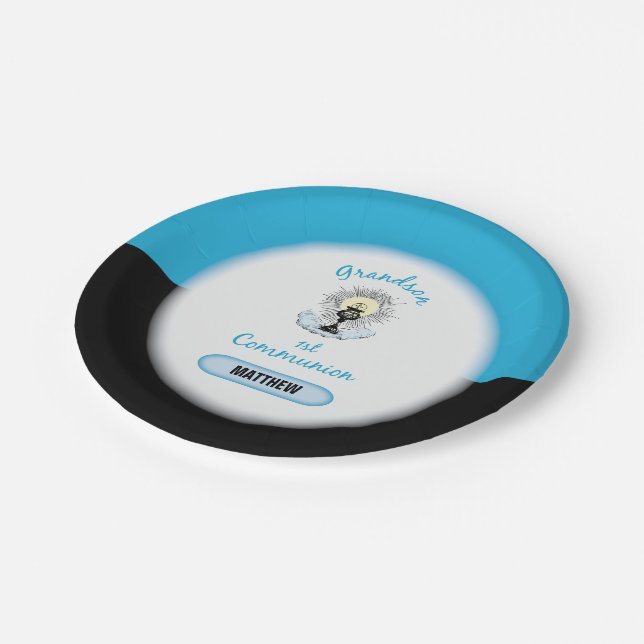 Plato De Papel Primera comunión del nieto, Copa Azul (Angular)