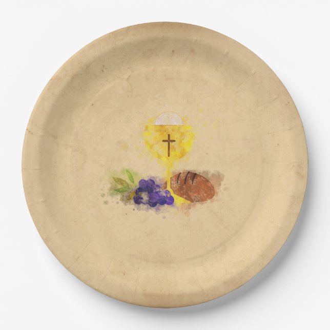 Plato De Papel Primera Comunión Santa (Anverso)