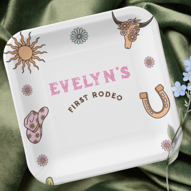 Plato De Papel Primera Cumpleaños Vaquero Boho Western Rodeo (Subido por el creador)
