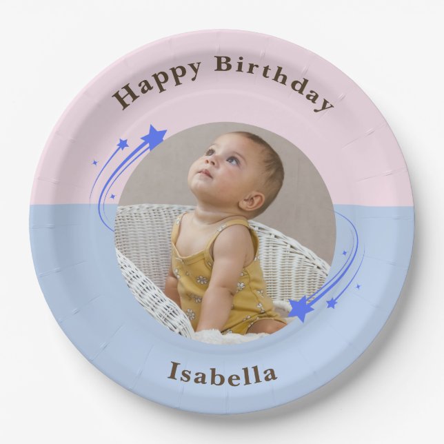 Plato De Papel Primera estrella de tiro por cumpleaños (Anverso)