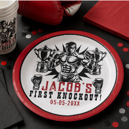 Plato De Papel Primera fiesta de cumpleaños de boxeo por knockout