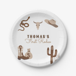 Plato De Papel Primera fiesta de cumpleaños de Rodeo Cowboy