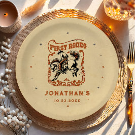 Plato De Papel Primera fiesta de cumpleaños de Rodeo-Oeste de Cow