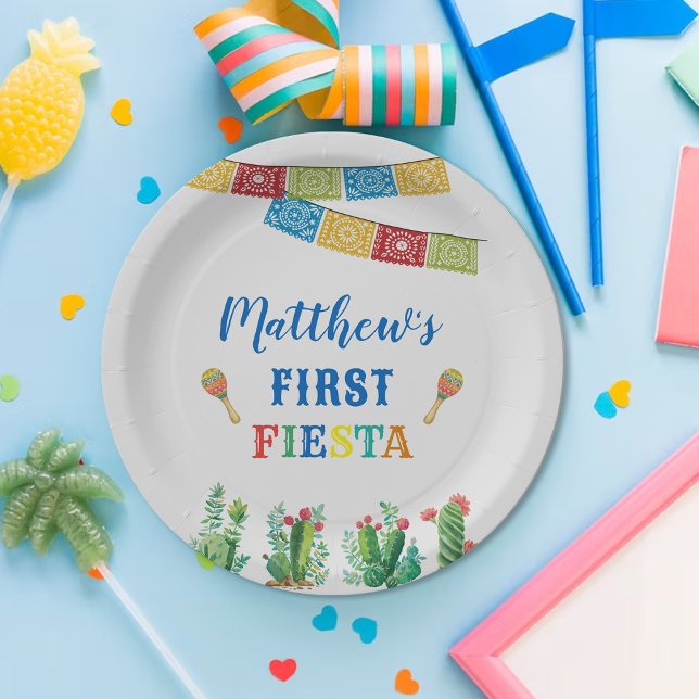 Plato De Papel Primera Fiesta de cumpleaños, niño, mexicano (Subido por el creador)