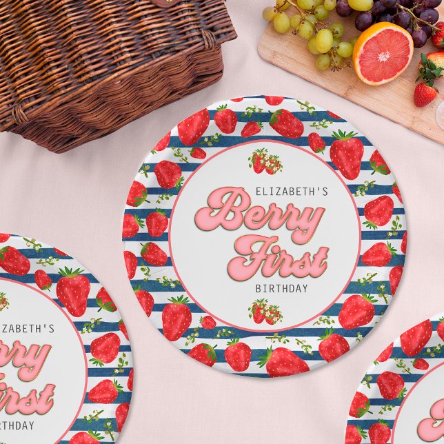 Plato De Papel Primeras franjas azules y blancas de la marina mod (Subido por el creador)