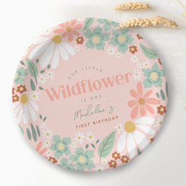 Plato De Papel Primeros cumpleaños de los niños de Daisy Pink Wil