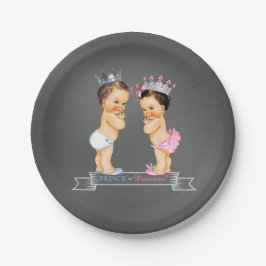 Plato De Papel Prince Princess Chalk Gender Revelan Baby Shower