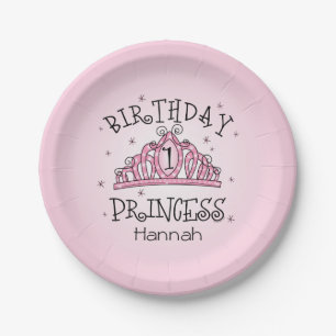 Plato De Papel Princesa 1r cumpleaños de la tiara