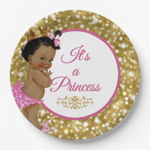 Plato De Papel Princesa africana real Pink y suposición del