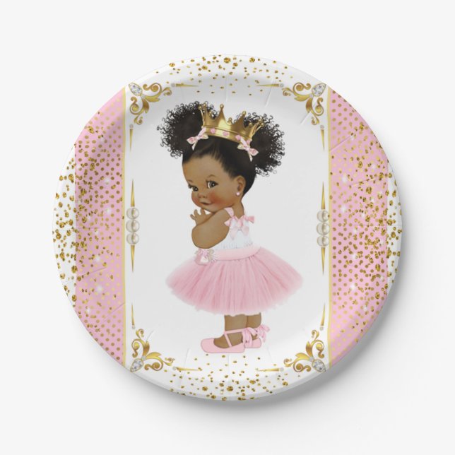Plato De Papel Princesa afroamericana Party Plate (Anverso)