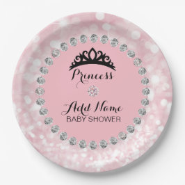 Plato De Papel Princesa Chica rosa personalizada Baby Shower