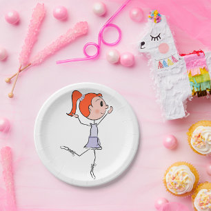 Plato De Papel Princesa de baile Cute Ballerina Stick Figura