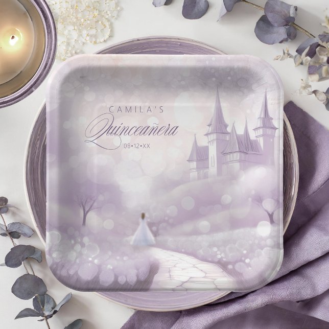 Plato De Papel Princesa de cuento de hadas Quinceanera Lavender I (Subido por el creador)