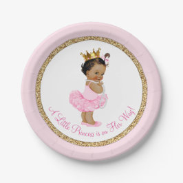 Plato De Papel Princesa de etnia Ballerina Dorada Baby Shower