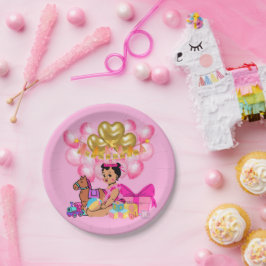 Plato De Papel Princesa de rosa