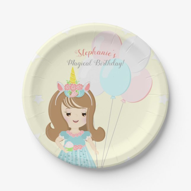 Plato De Papel Princesa de Unicorn (Anverso)