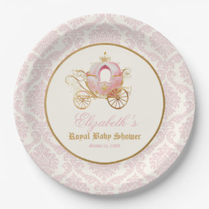 Plato De Papel Princesa del Carruaje Rosa Cuento de Hadas Baby Sh