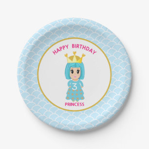Plato De Papel Princesa del feliz cumpleaños