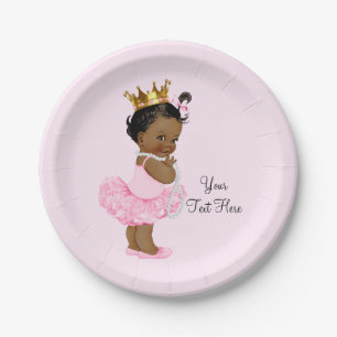Plato De Papel Princesa Étnica Ballerina Tutu Pearls Baby Shower
