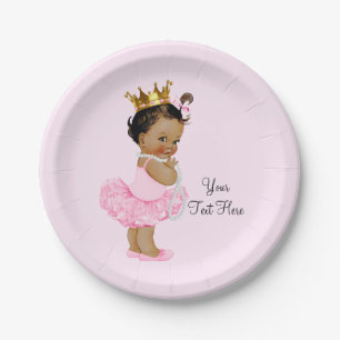 Plato De Papel Princesa Étnica Ballerina Tutu Pearls Baby Shower