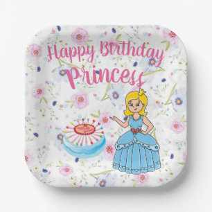 Plato De Papel Princesa feliz cumpleaños