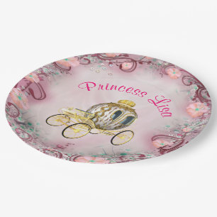 Plato De Papel Princesa Floral de Peach personalizada encantada