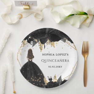 Plato De Papel Princesa floral Rustic Gold Quinceanera