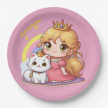 Princesa linda personalizable con gato blanco