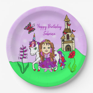 Plato De Papel Princesa personalizada y fiesta de cumpleaños de U