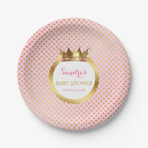 Plato De Papel Princesa real Pink Gold Jewelled Crown