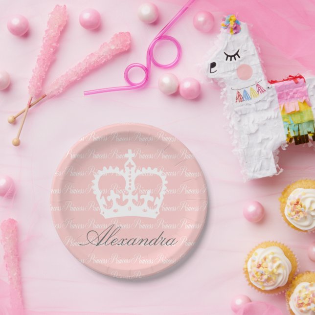 Plato De Papel Princesa rosa-n-blanca (Fiesta)