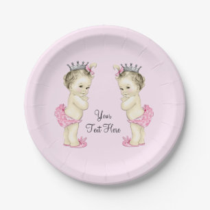 Plato De Papel Princesa Rosa Twin Baby Girl