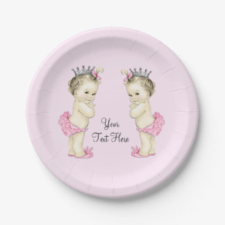 Plato De Papel Princesa Rosa Twin Baby Girl